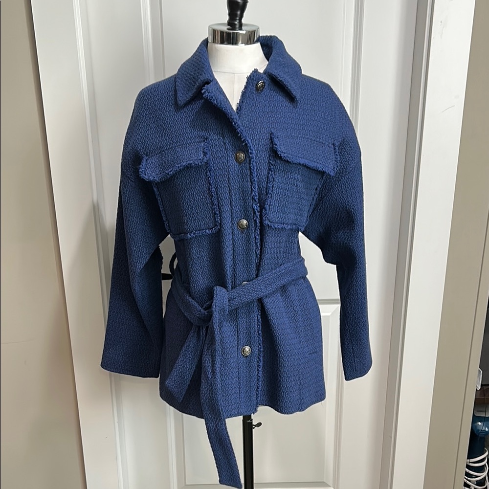 Zara Blue Utility Jacket/ Shacket with Belt